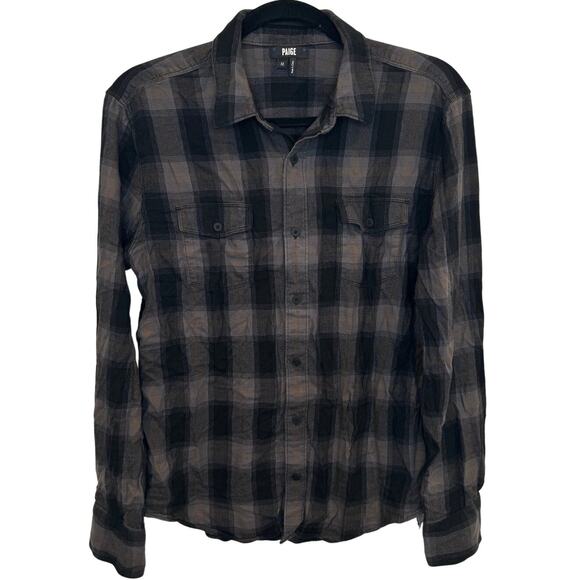 PAIGE Everett Plaid Flannel Button-up Shirt In Evening Canyon, Men's Size MEDIUM - Picture 1 of 4